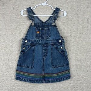 Old Navy Overall‎ Dress Toddler Girl 18-24M Blue Denim Rainbow Pocket Adjustable